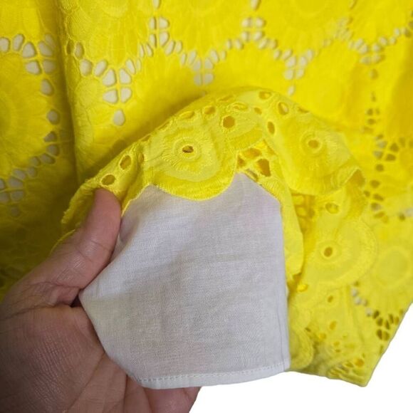 Lilly Pulitzer Mariella Dress Floral Scallop Eyelet Yellow Size 0 - Picture 8 of 12